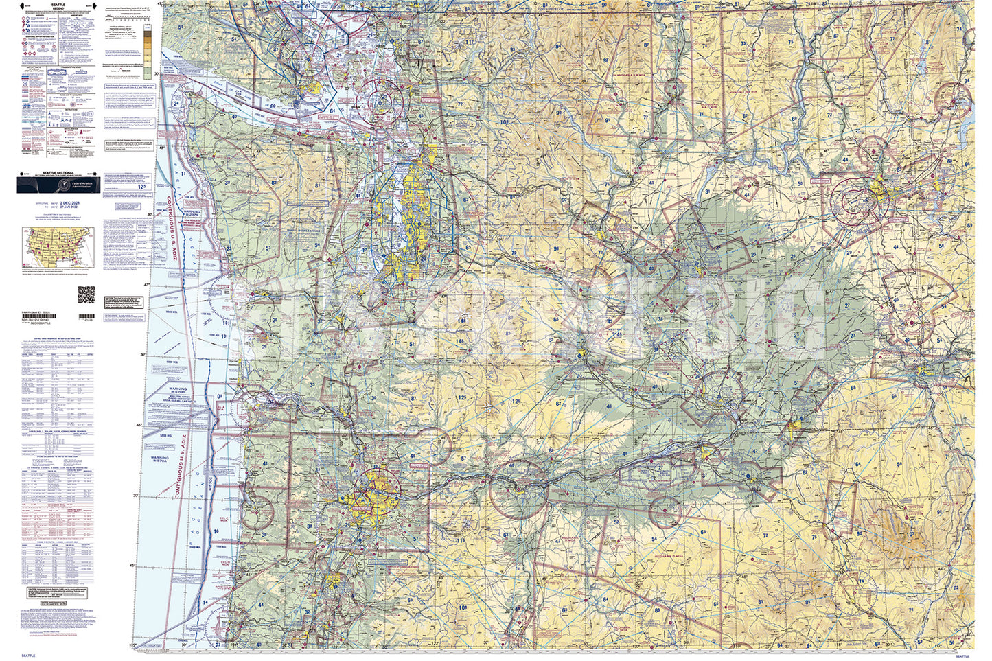 Aeronautical Chart Seattle Wall Mural