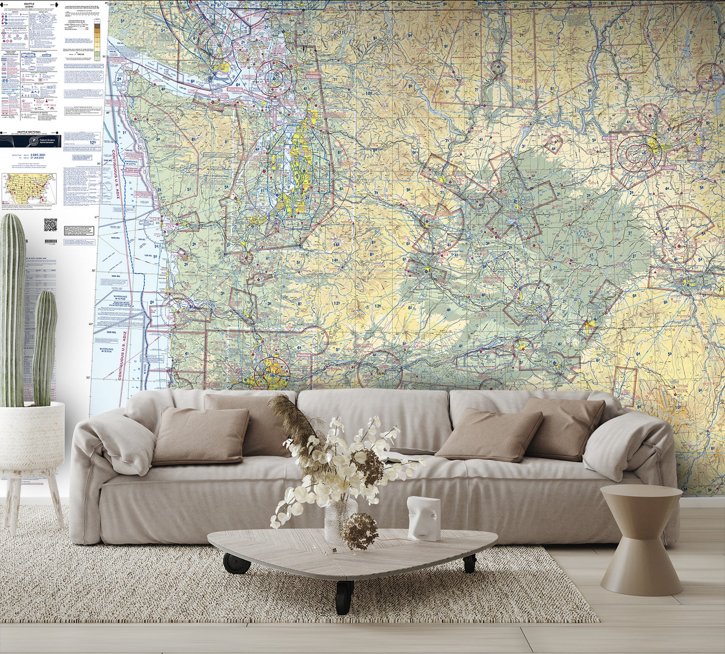 Aeronautical Chart Seattle Wall Mural