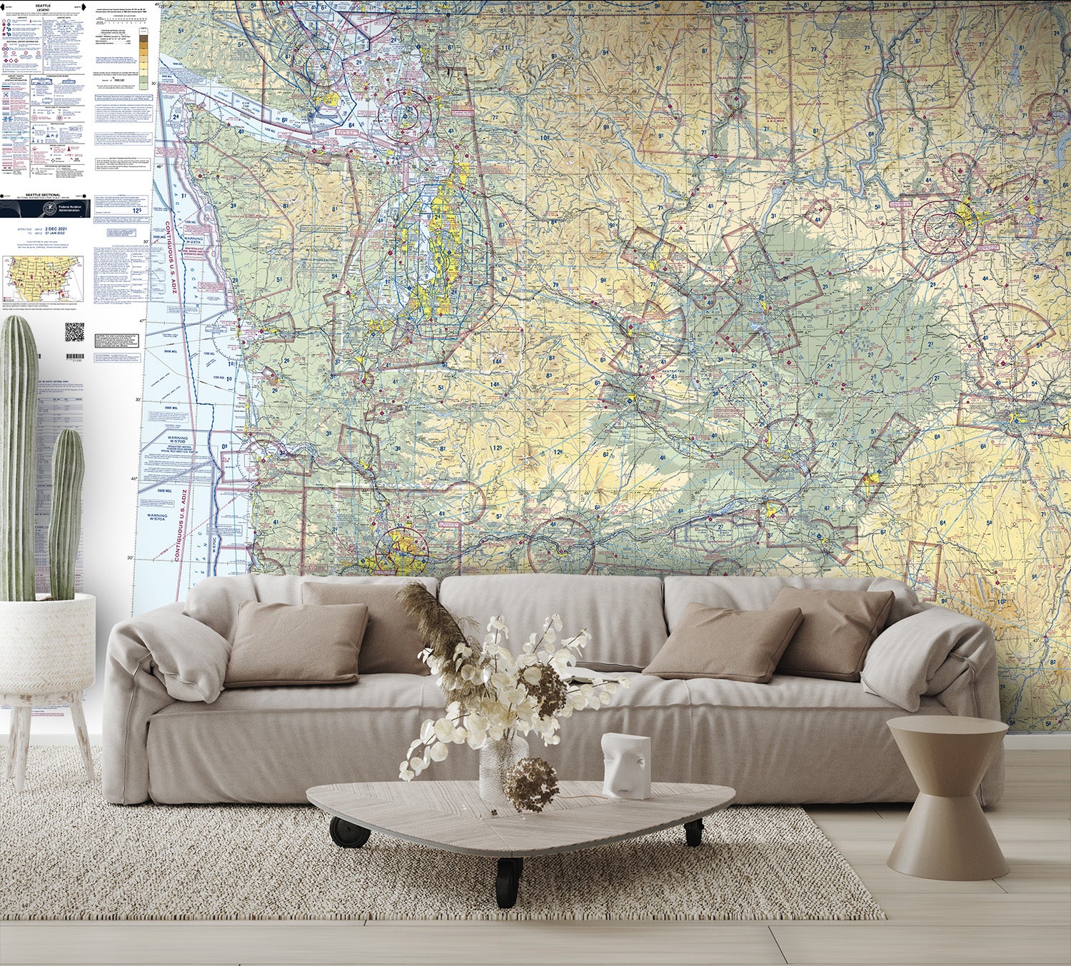 Aeronautical Chart Seattle Wall Mural