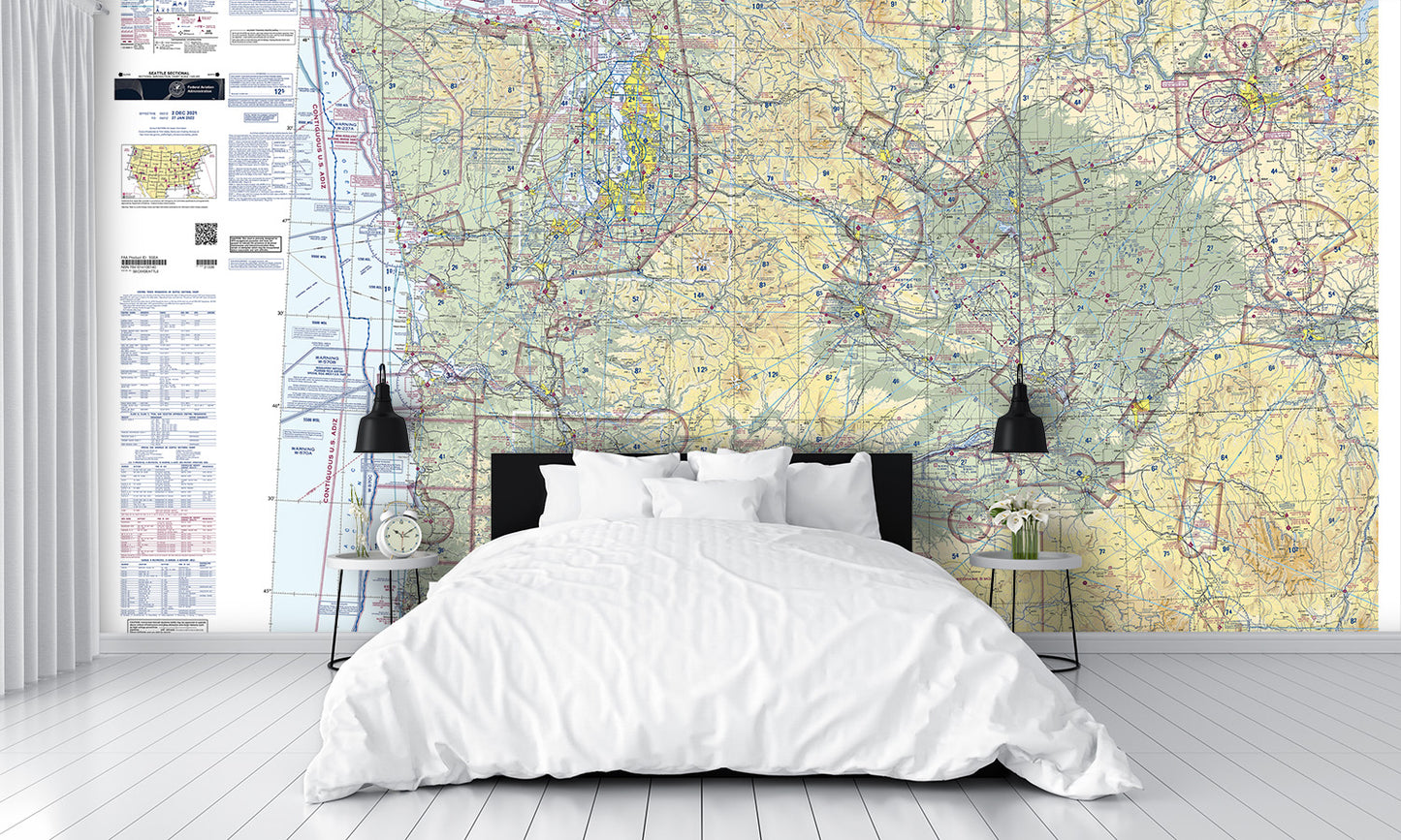 Aeronautical Chart Seattle Wall Mural