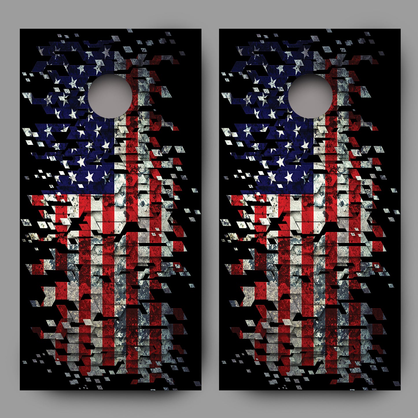 Shattered American Flag Corn hole Wraps Decals