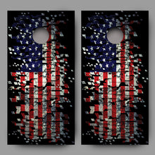 Shattered American Flag Corn hole Wraps Decals
