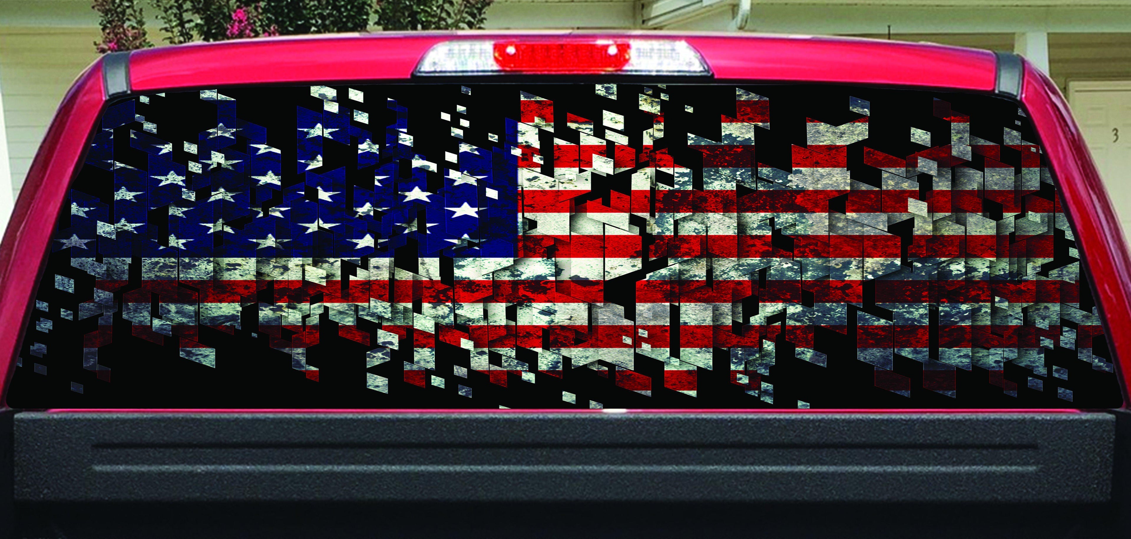 Shattered American Flag Rear Window Decal