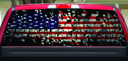 Shattered American Flag Rear Window Decal