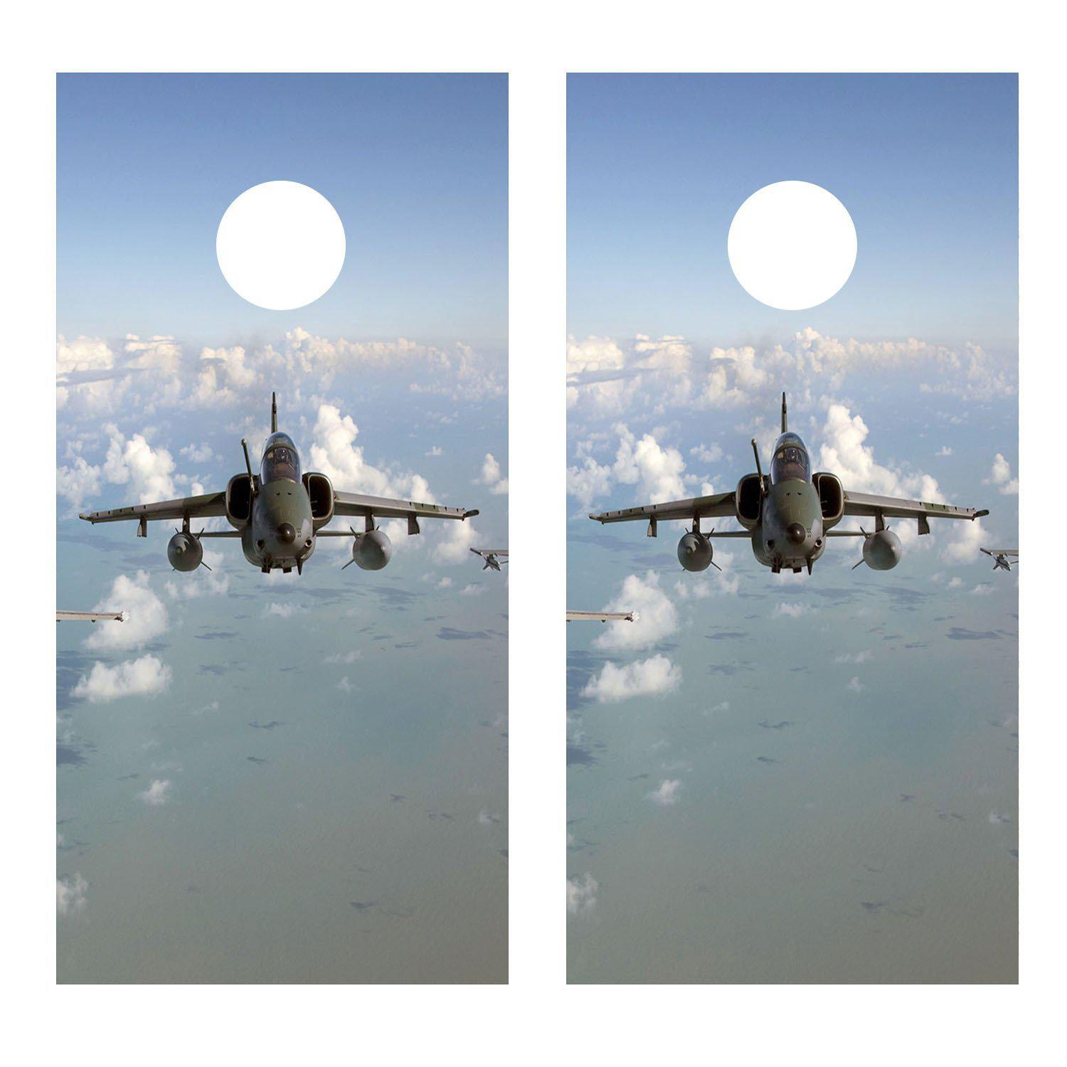 Single Jet Flying Airforce Aviation Cornhole Wrap Decal