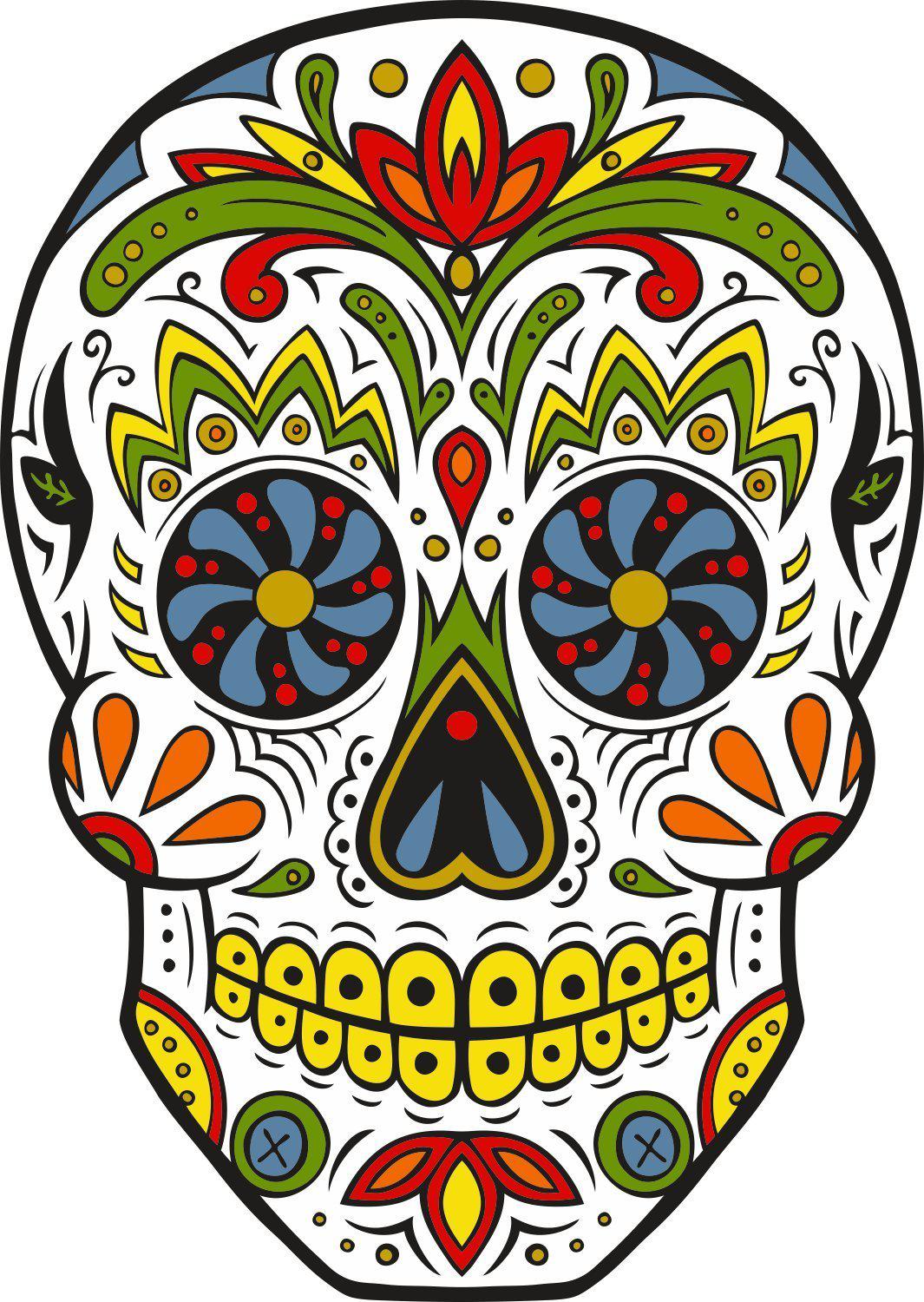 Skull Mosaic Colorfull full color decal stickers - Let's Print Big