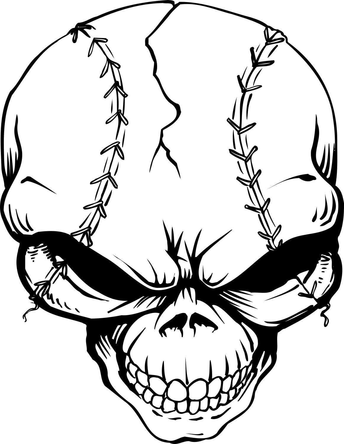 Skull Baseball color decal sticker - Let's Print Big