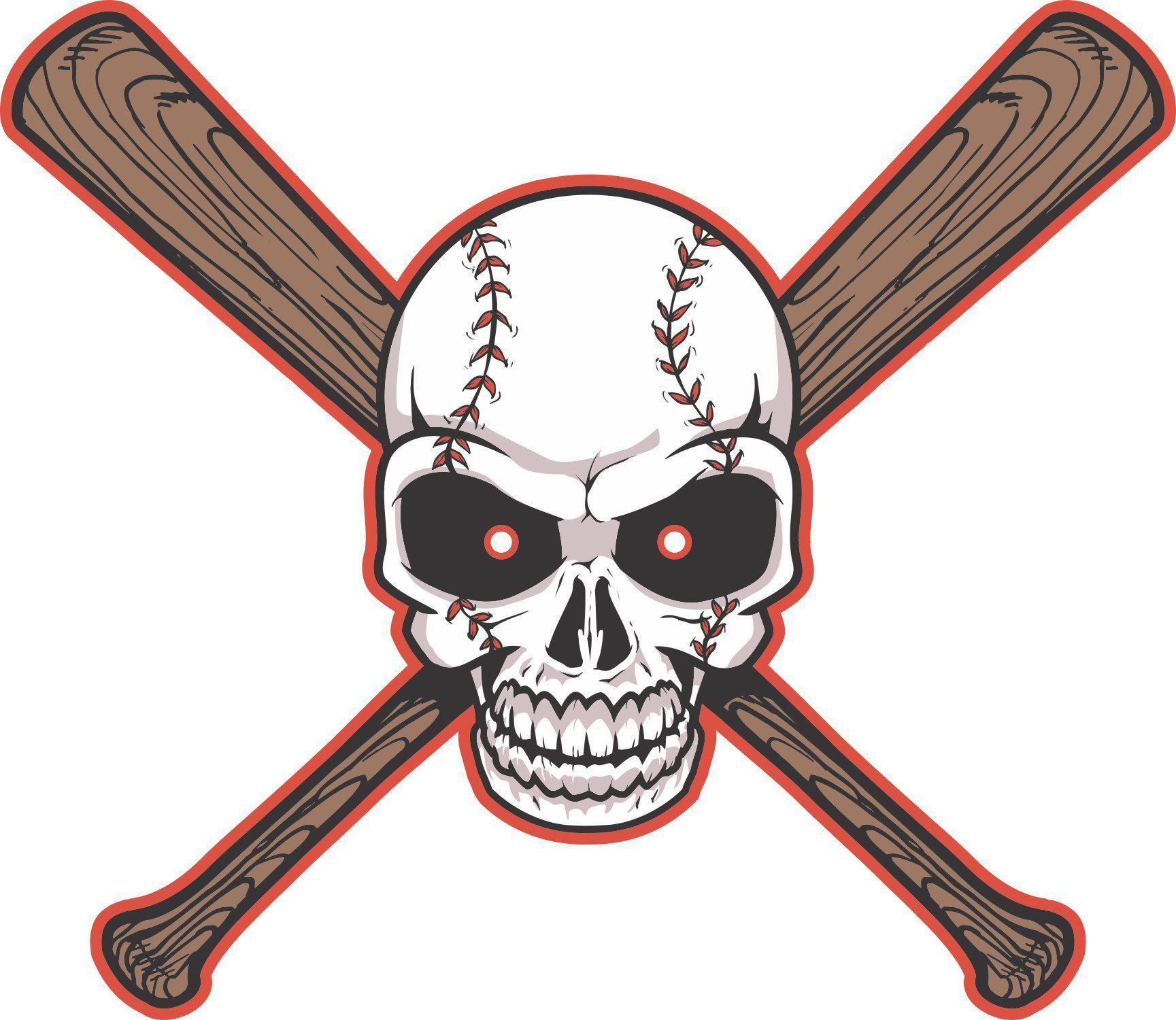 Skull Baseball Bats full color decal stickers - Let's Print Big