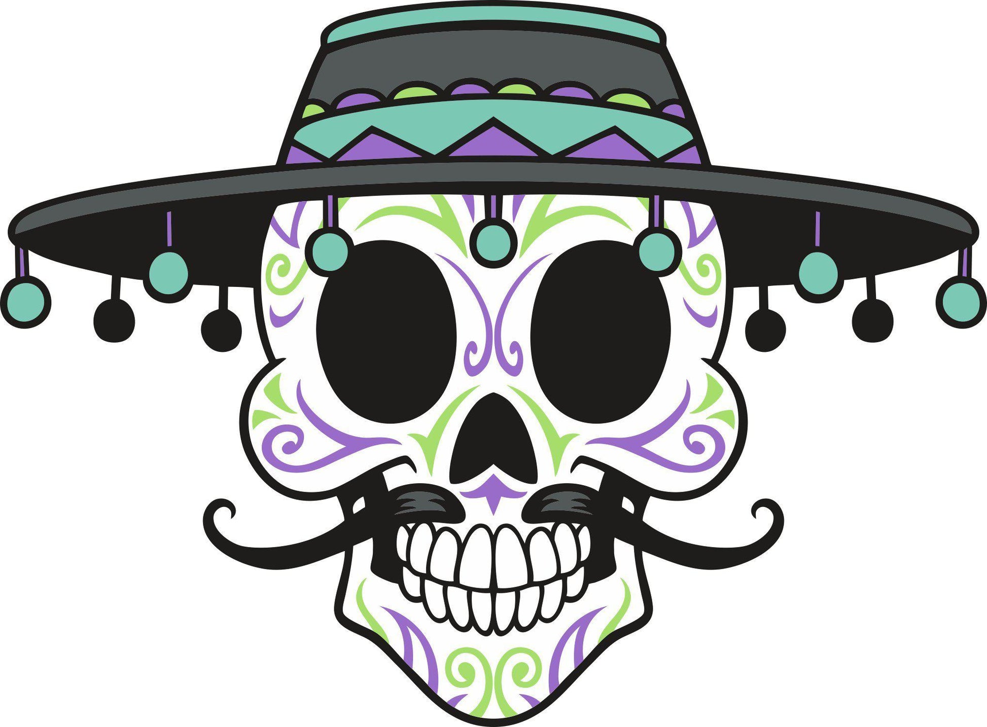 Skull in Sombrero color decal sticker - Let's Print Big