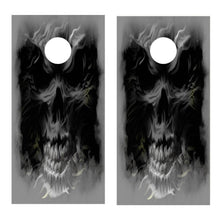 Scary Skull cornhole decal In The Fog Cornhole Wrap
