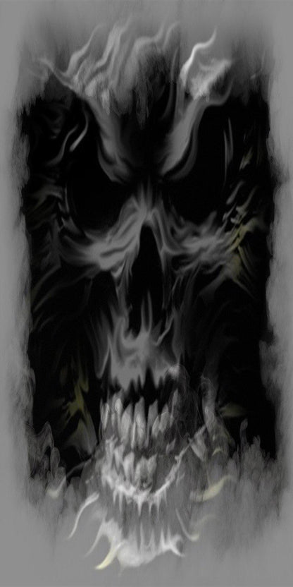Scary Skull cornhole decal In The Fog Cornhole Wrap