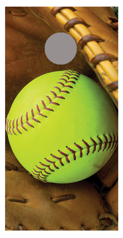 Soft Ball Design B Corn Hole Decal Wrap