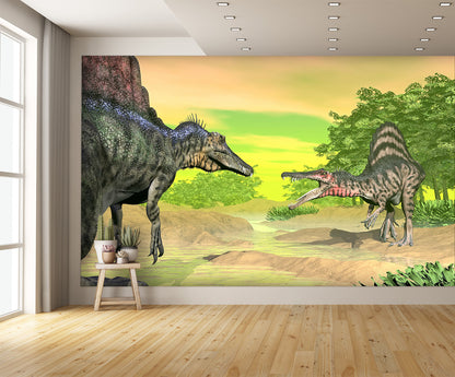 Spinosaurus Dinosaurs Fight Wall Mural