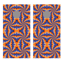 Spiral Illusion Blue and Orange Cornhole Board Decal Wraps