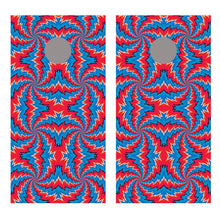 Spiral Illusion Blue and Red Cornhole Board Decal Wraps