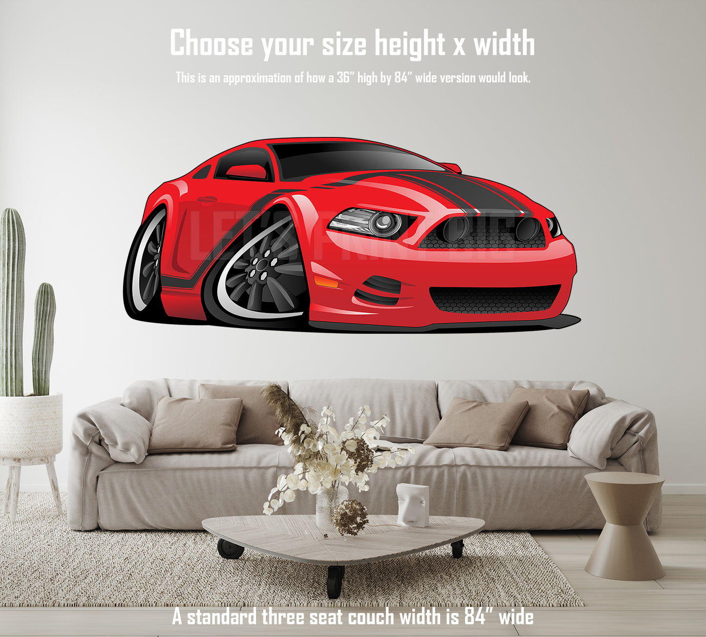 Car Art Mustang Sports Car Cartoon 2 Wall Decal