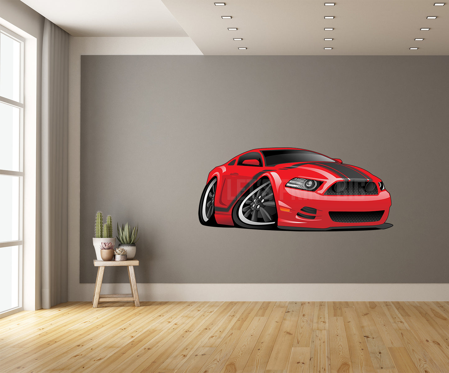 Car Art Mustang Sports Car Cartoon 2 Wall Decal