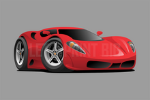 Car Art Sports Car Cartoon 3 Wall Decal