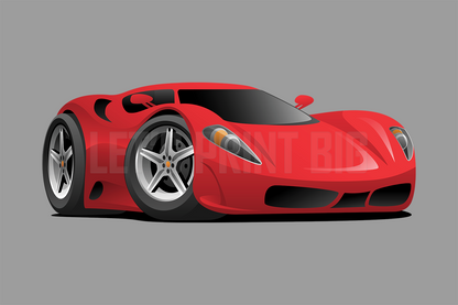 Car Art Sports Car Cartoon 3 Wall Decal