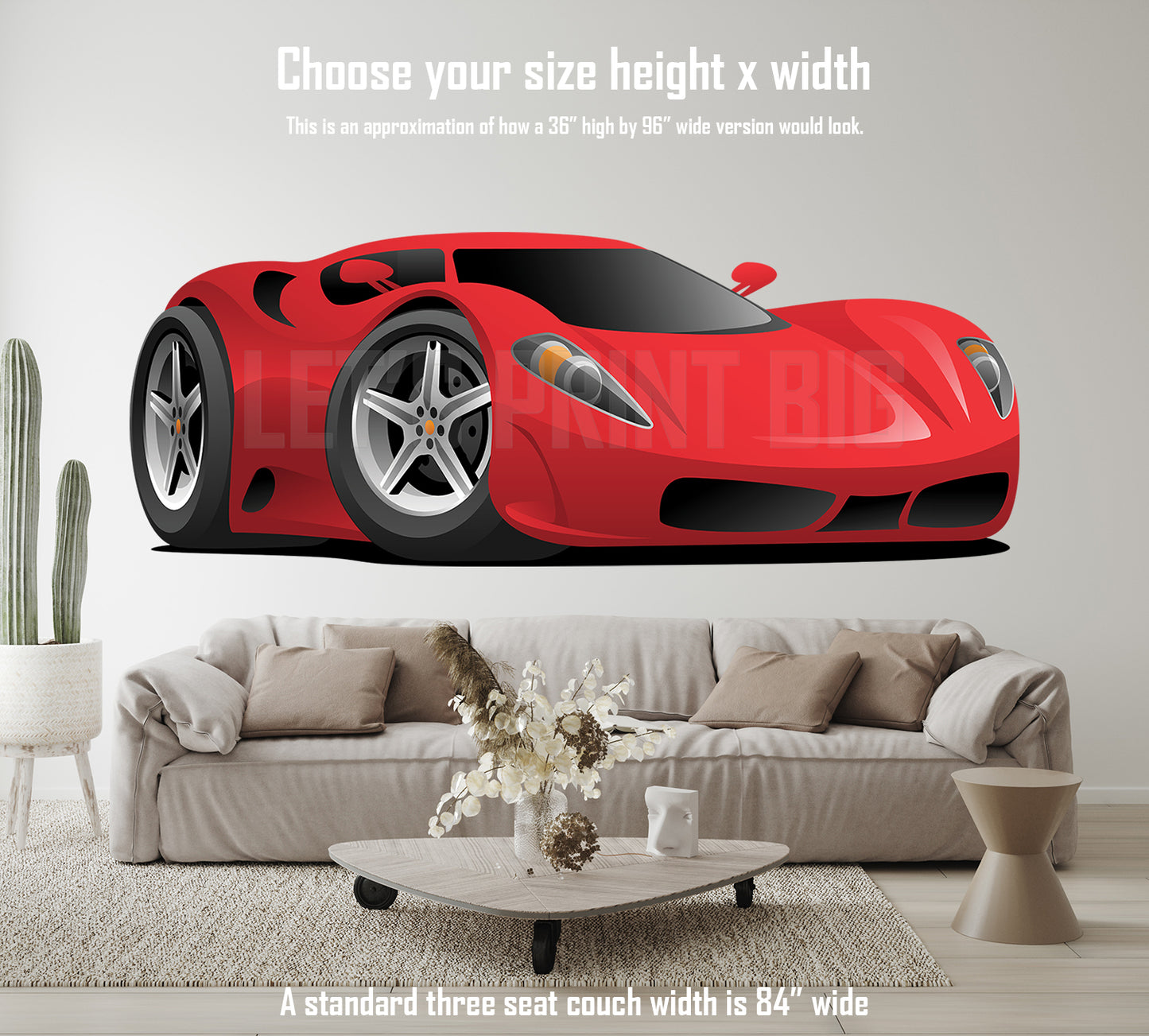 Car Art Sports Car Cartoon 3 Wall Decal