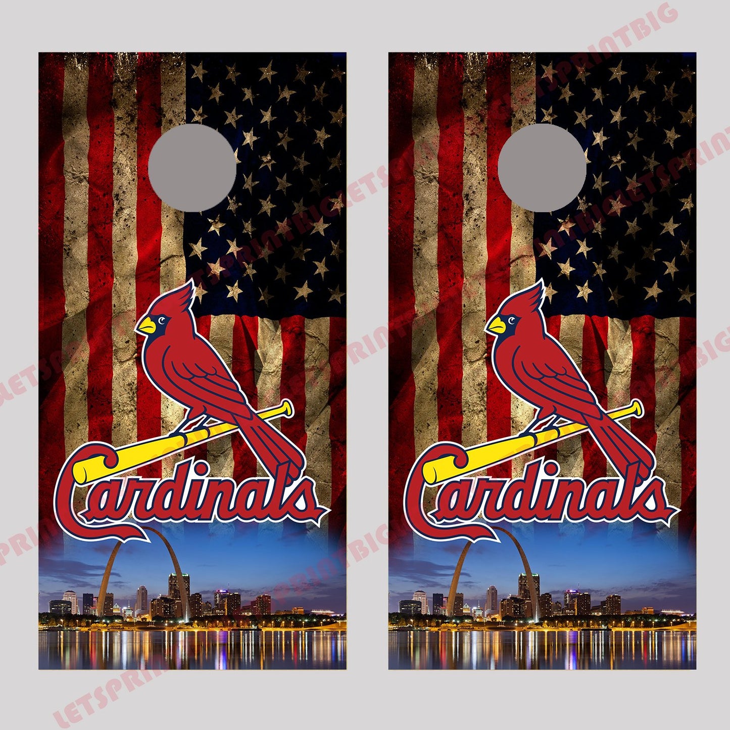 Cardinals Skyline Corn Hole Board Decal Wrap