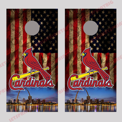 Cardinals Skyline Corn Hole Board Decal Wrap