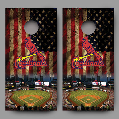 Cardinals Field American Flag Corn Hole Board Decal Wrap