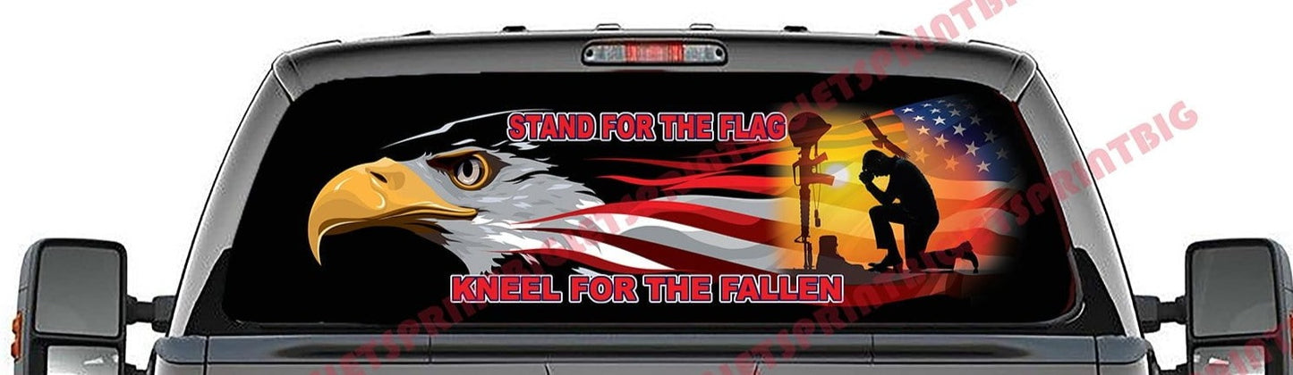 Stand for the Flag Kneel for the Fallen Rear Window Decal