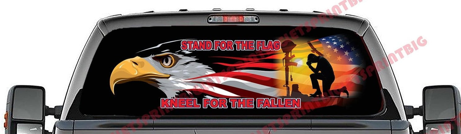 Stand for the Flag Kneel for the Fallen Rear Window Decal