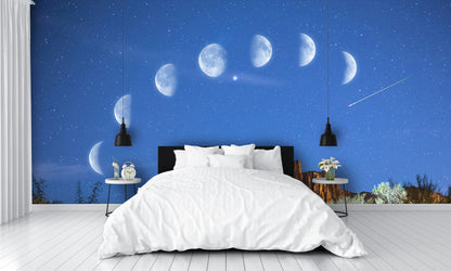 Stars and Moon Phases Wall Mural