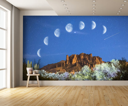 Stars and Moon Phases Wall Mural