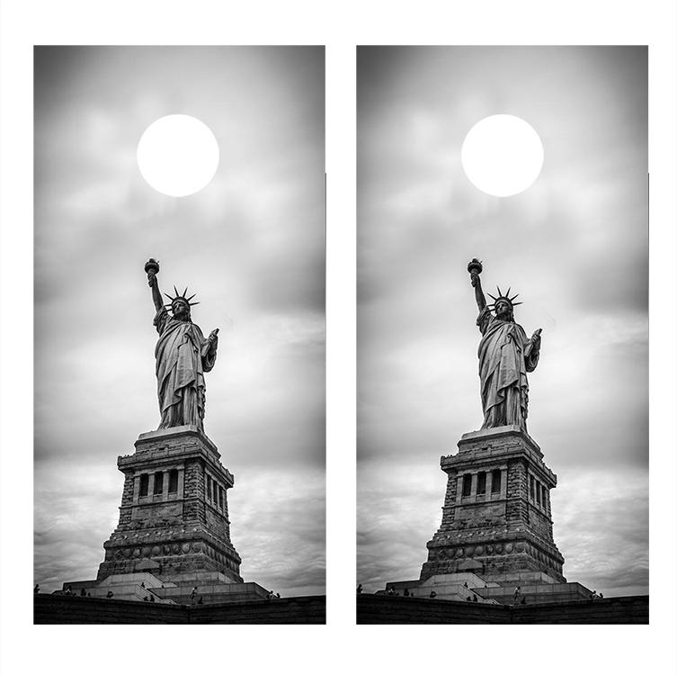Statue of Liberty Black and White Cornhole Board Decals
