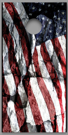 Stone American Flag Design Cornhole Board Decal Wraps