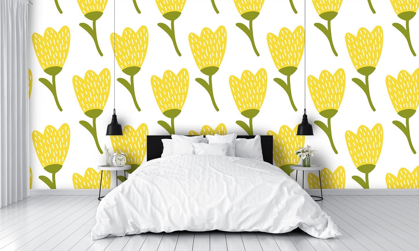 Yellow Tulip Flower Wall Mural