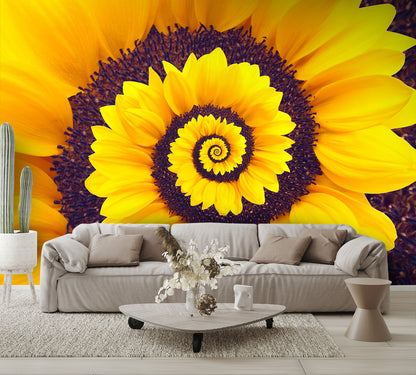 Sunflower Spiral Abstract Infinity Wall Mural