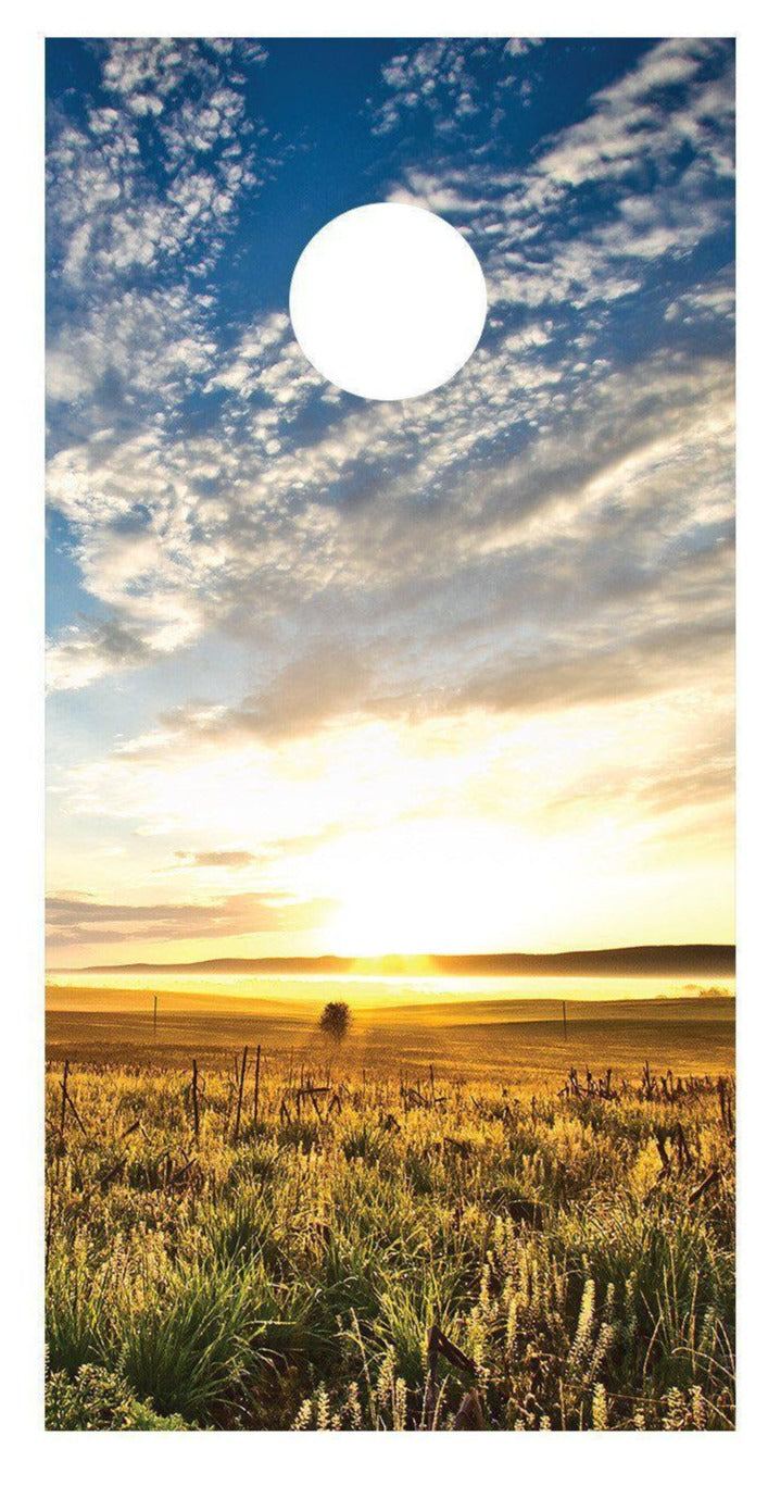 Sunrise Country Field Farm Corn Hole Wrap Board Decal Wrap - Let's Print Big