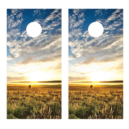Sunrise Country Field Farm Corn Hole Wrap Board Decal Wrap - Let's Print Big