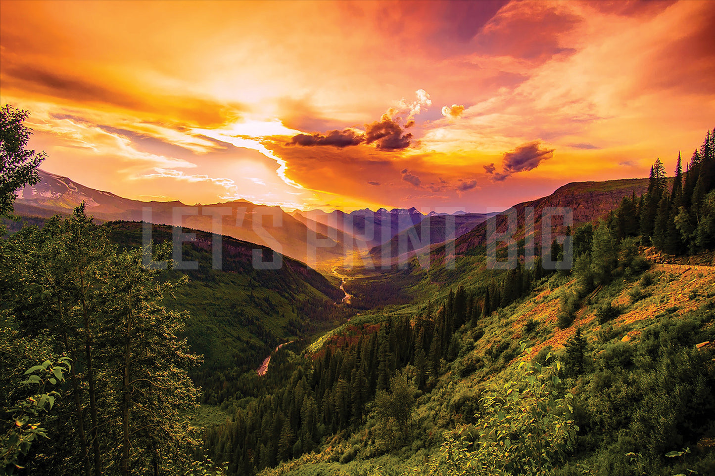 Sunset in the Mountains Wall Mural