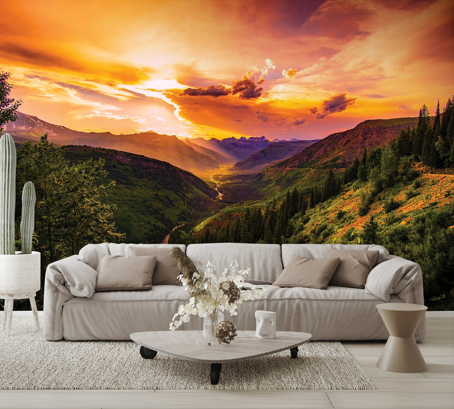 Sunset in the Mountains Wall Mural