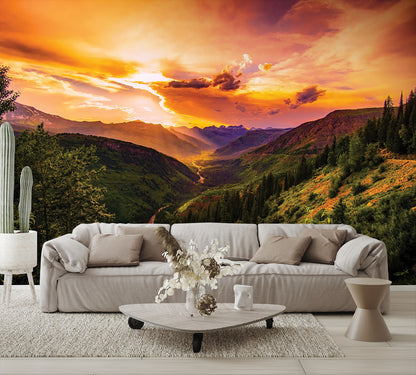 Sunset in the Mountains Wall Mural
