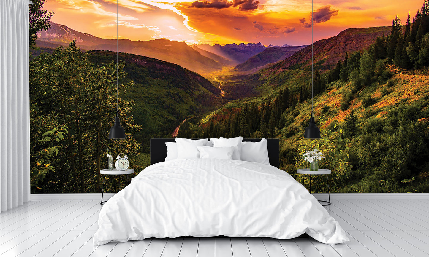 Sunset in the Mountains Wall Mural