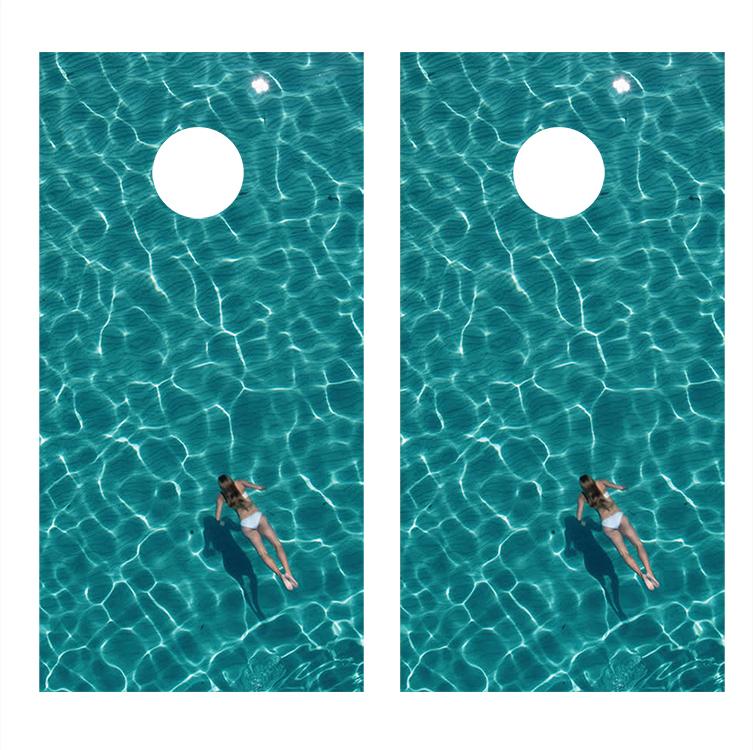 Swimming Woman Cornhole Board Decals Bean Bag Toss