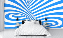 Swirl Optical 3D Illusion Blue White Wall Mural