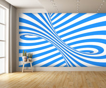 Swirl Optical 3D Illusion Blue White Wall Mural
