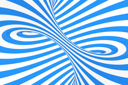 Swirl Optical 3D Illusion Blue White Wall Mural