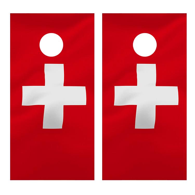 Flag of Switzerland Cornhole Board Decal Wraps