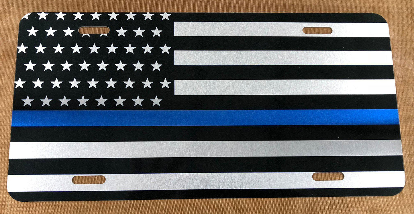 Thin Yellow Line American Flag License Plate