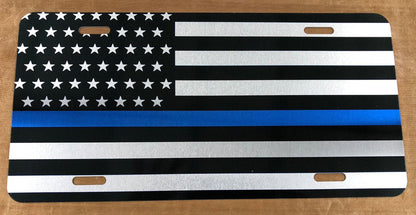 Thin Orange Line American Flag License Plate