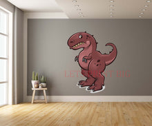 T Rex Cartoon Brown Yellow Teeth Wall Art Decal