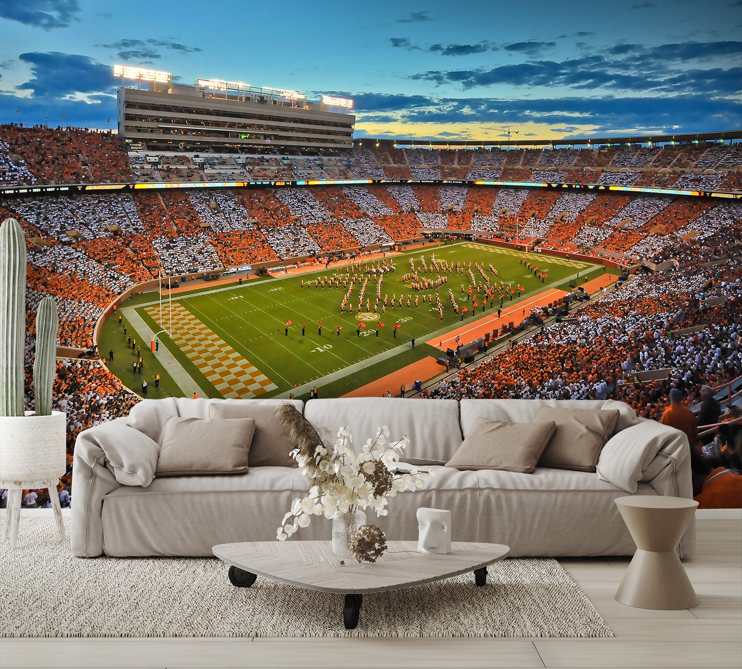 Tennessee Neyland Football Stadium Wallpaper Mural living room couch